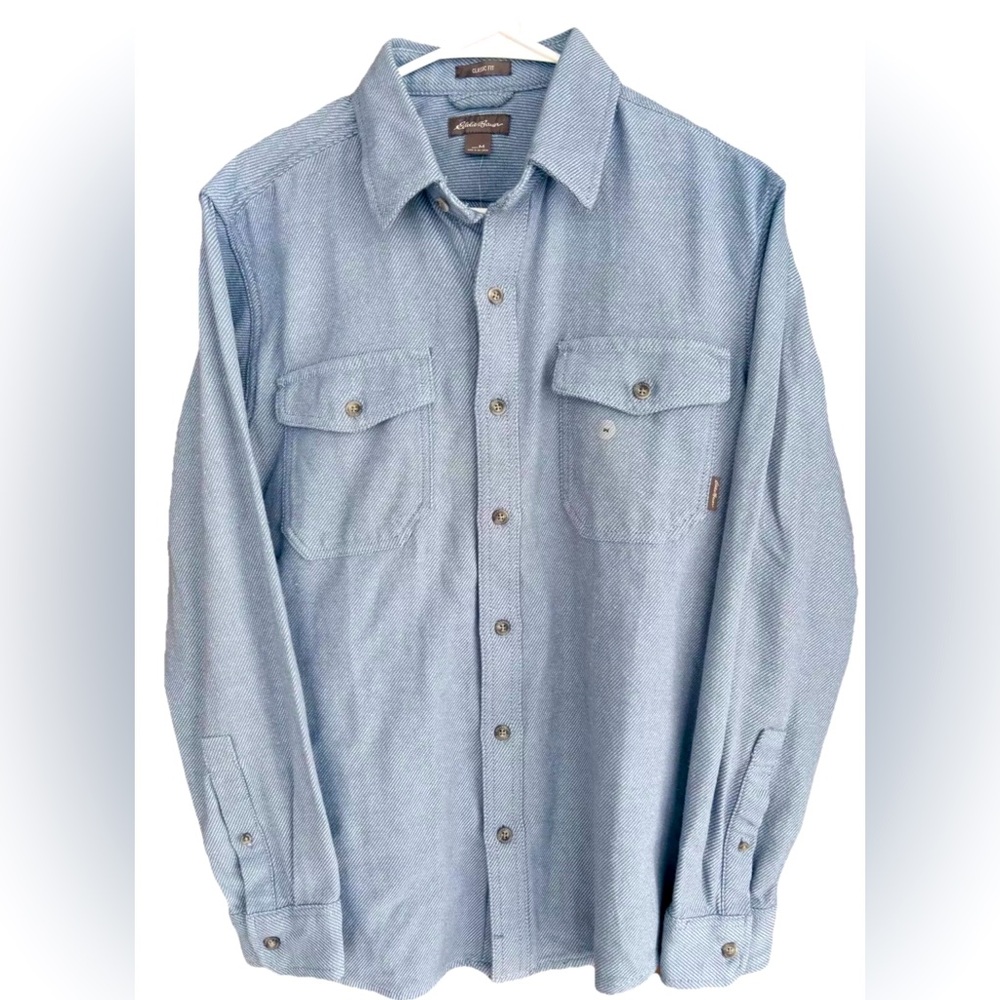 NWT Men Eddie Bauer‎ Button Down Long Sleeve Twill Shirt Shacket Medium Classic